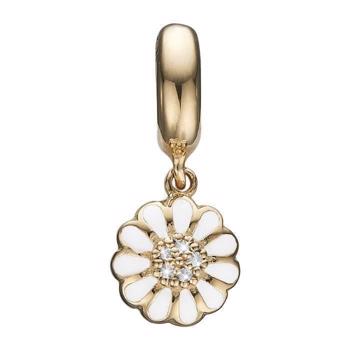 Christina Collect Gilt Marguerite Hanger Marguerite pendant with white enamel and 10 glittering topaz, model 623-G119white